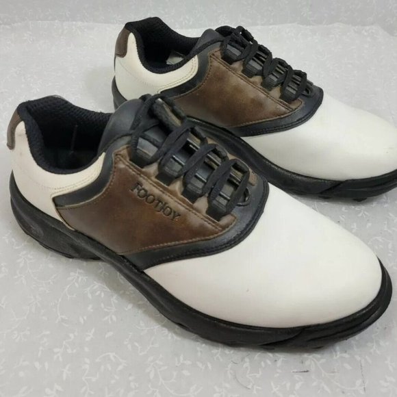 FootJoy Other - 𝅺FOOTJOY Mens Greenjoys 45516 White Brown Lace Up Golf Cleats Shoes Size 8 M